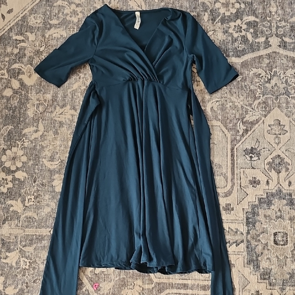 Maternity Teal Wrap Dress